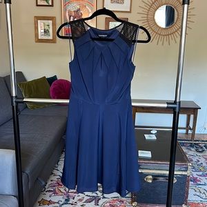 Express Navy and Black A-Line Cocktail Dress